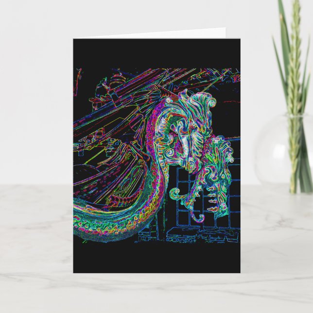 Sea Dragons Line Teckning Card Kort (Framsida)