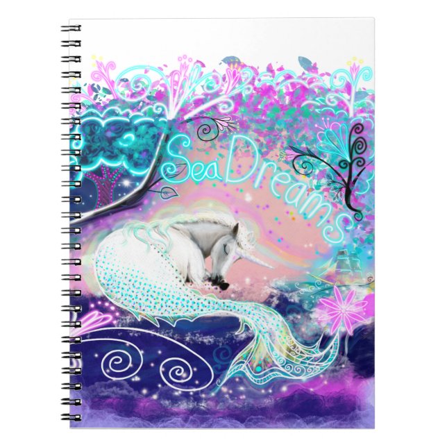 Sea Dreams Unicorn Art Notebook Anteckningsbok (Framsidan)
