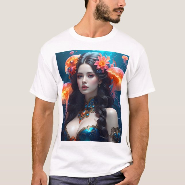 Sea Empress – Mystical Beauty in a Jellyfish Realm T Shirt (Framsida)