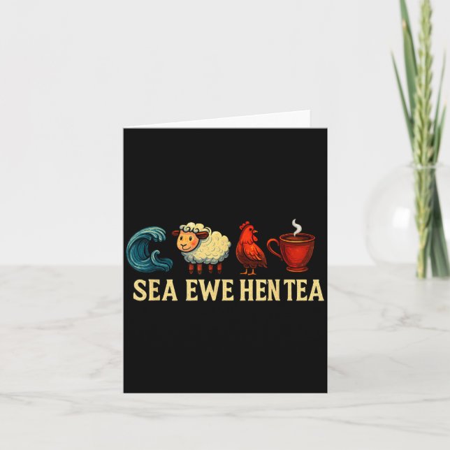 Sea Ewe Hen Tea Funny Shirt Sea Ewe Hen Tea  Kort (Framsida)