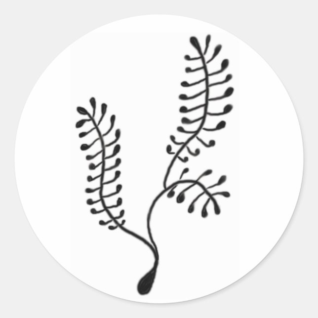 Sea Fern Sticker Runt Klistermärke (Framsida)