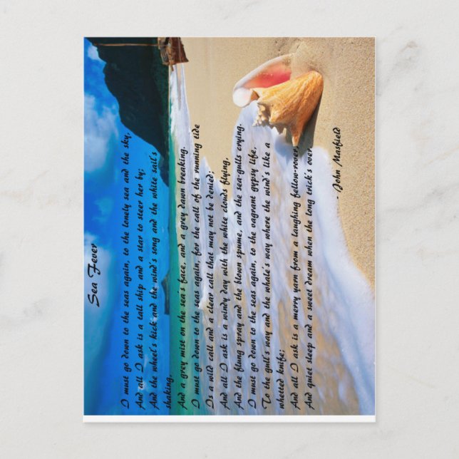 Sea Fever by: John Masefield Vykort (Framsida)