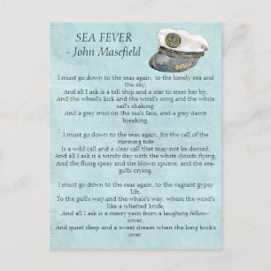 Sea Fever Masefield Dikt Vykort