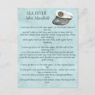 Sea Fever Masefield Dikt Vykort