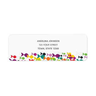 Sea Fish Mönster Colorful Bright Summer Party Chic Returadress Etikett