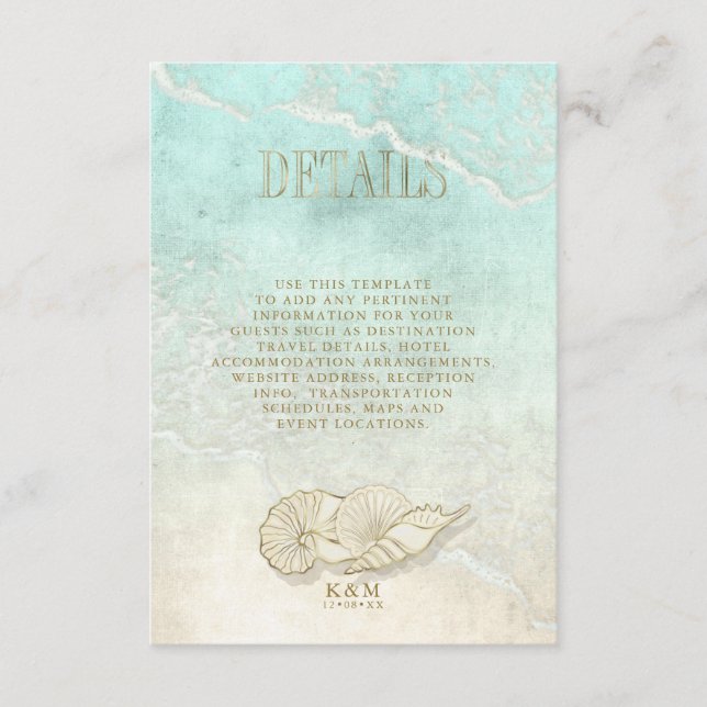 Sea Foam Beach Wedding Details ID837 Tilläggskort (Framsida)