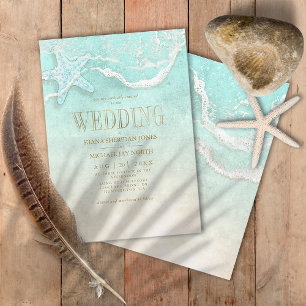 Sea Foam Beach Wedding ID837 Inbjudningar
