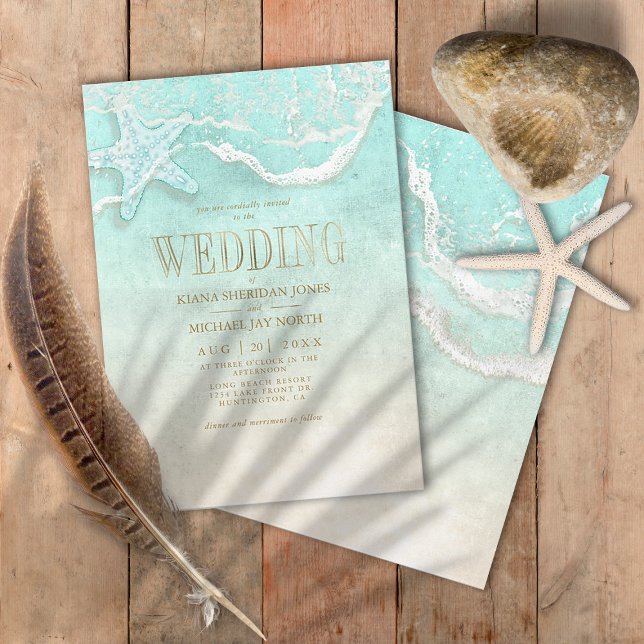Sea Foam Beach Wedding ID837 Inbjudningar (Skapare uppladdad)