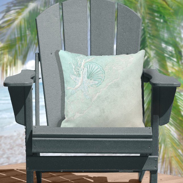 Sea Foam Beach Wedding Starfish ID837 Kudde (Skapare uppladdad)