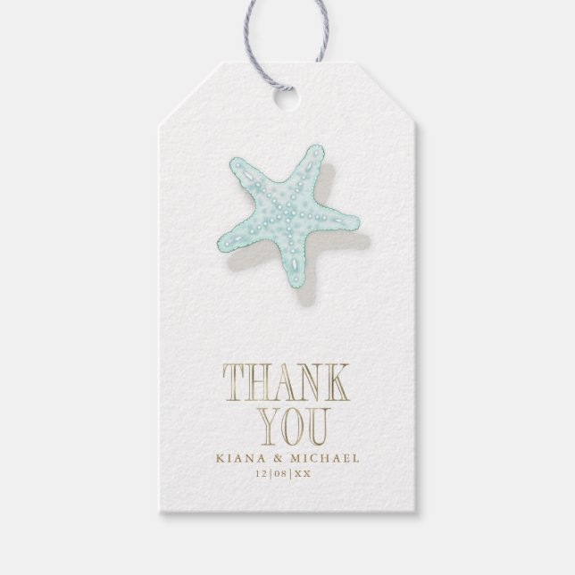 Sea Foam Beach Wedding Starfish ID837 Presentetikett (Framsidan)