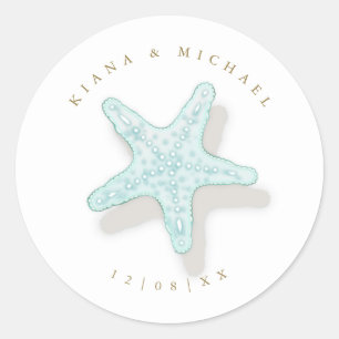 Sea Foam Beach Wedding Starfish ID837 Runt Klistermärke