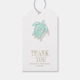 Sea Foam Beach Wedding Turtle ID837 Presentetikett