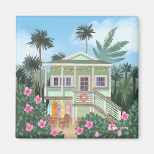 Sea Foam Grönt Beach House Magnet