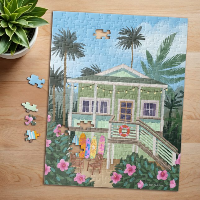 Sea Foam Grönt Beach House Pussel (Pictured: 11" x 14", 252 pieces  )