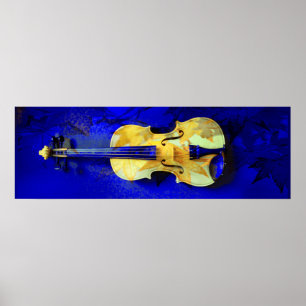 Sea Foam Grönt Violin Sapphire Blue Maple Löv Poster