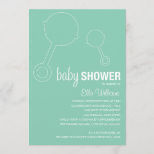 SEA FOAM RETRO RATTLES BABY SHOWER-INBJUDAN INBJUDNINGAR