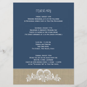 Sea Garland Beach Wedding Large Itinerary Inbjudningar