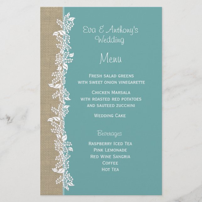 Sea Garland Teal Menu (Framsida)