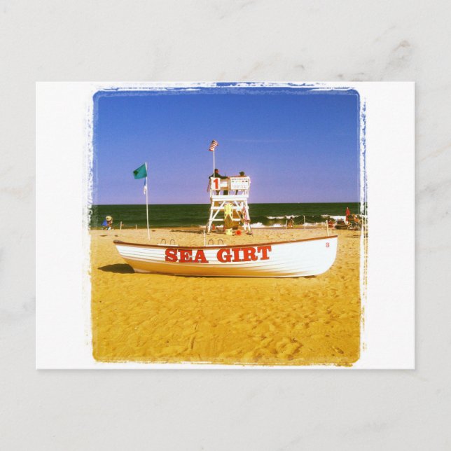 Sea Girt Lifeguard Boat Vykort (Framsida)