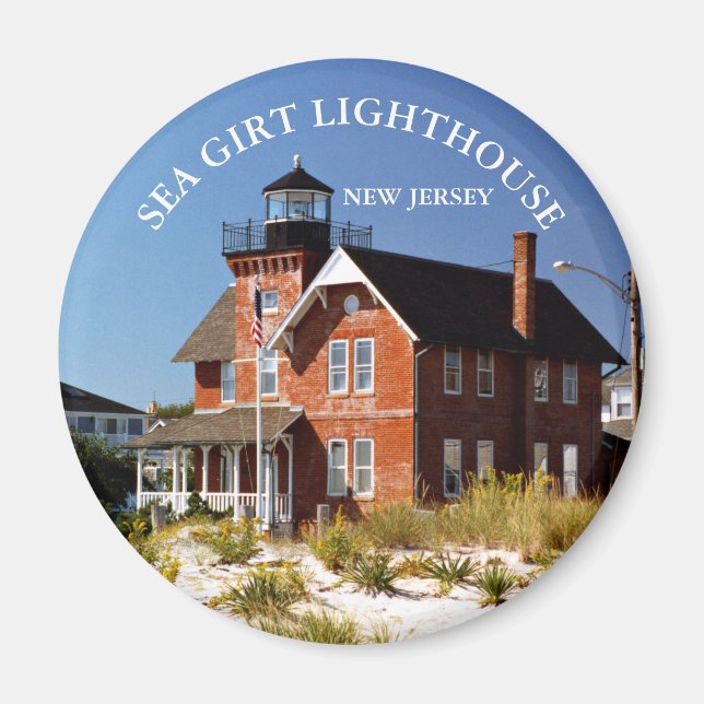 Sea Girt Lighthouse, New jersey Round Magnet (Framsidan)