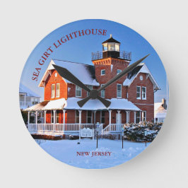 Sea Girt Lighthouse, New jersey Round Wall Clock Rund Klocka