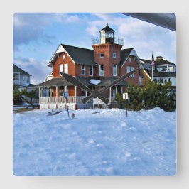 Sea Girt Lighthouse, New jersey Square Wall Clock Fyrkantig Klocka