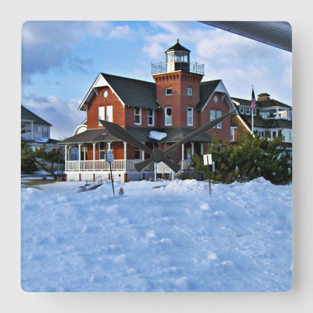 Sea Girt Lighthouse, New jersey Square Wall Clock Fyrkantig Klocka (Framsida)