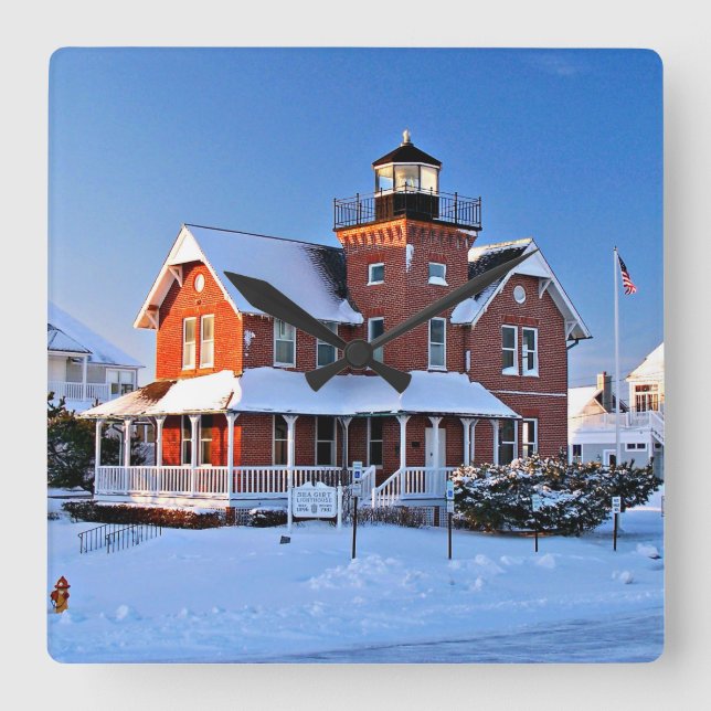 Sea Girt Lighthouse, New jersey Square Wall Clock Fyrkantig Klocka (Framsida)