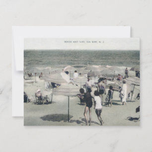 Sea Girt NJ Surfa och Beach Vintage Vykort