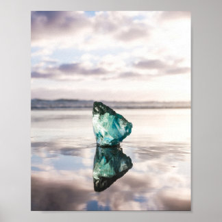 Sea glass at sunset photo print poster