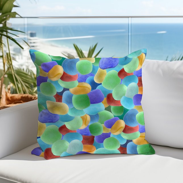 Sea Glass Beach Coastal Summer Kudde (Skapare uppladdad)