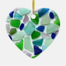 Sea Glass Heart Mors dag Ornament