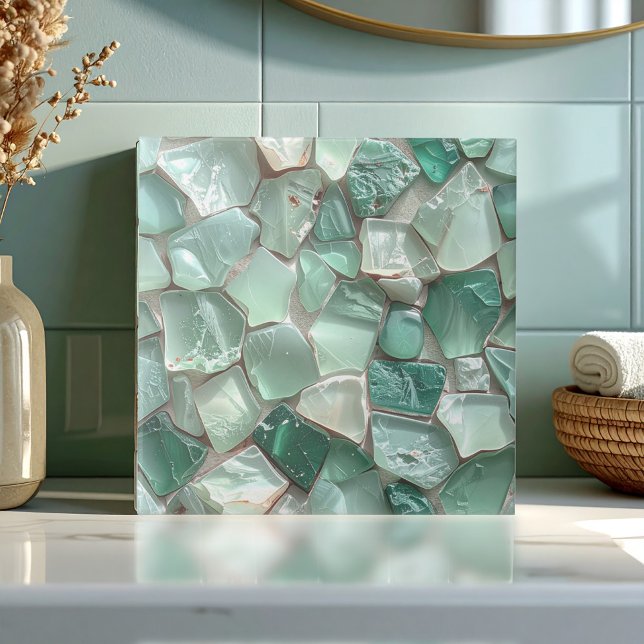 Sea Glass Mosaic Sea Foam Green ID1183 Kakelplatta (Skapare uppladdad)