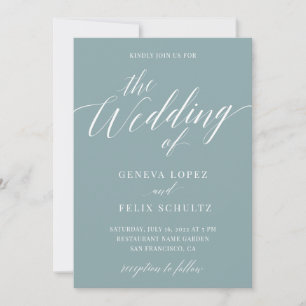Sea Glass Sage Elegant Calligraphy Beach Wedding Inbjudningar