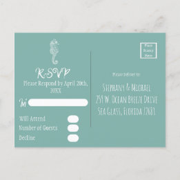 Sea Glass Seahorse Beach OSA Postcard Vykort
