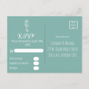 Sea Glass Seahorse Beach OSA Postcard Vykort