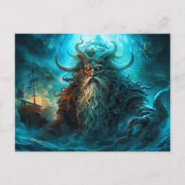 Sea God Rising from Ocean Fantasy Painting Vykort