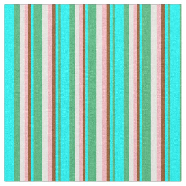 Sea Grönt, Cyan, Brown, Ljus rosa & Mint Cream Tyg (Närbild)
