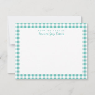 Sea Grönt Gingham Check Personal StationCard Tack Kort