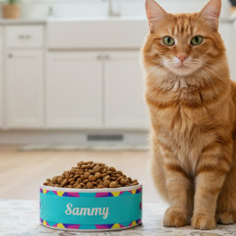 Sea Grönt Retro Geometric Ceramic Pet Bowl