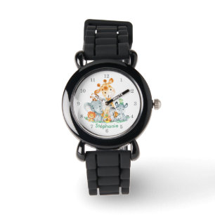 Sea Grönt Watercolor Cute Safari Jungle Animals Armbandsur