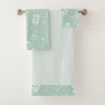 Sea Grönt White Löv Theme Towel Set