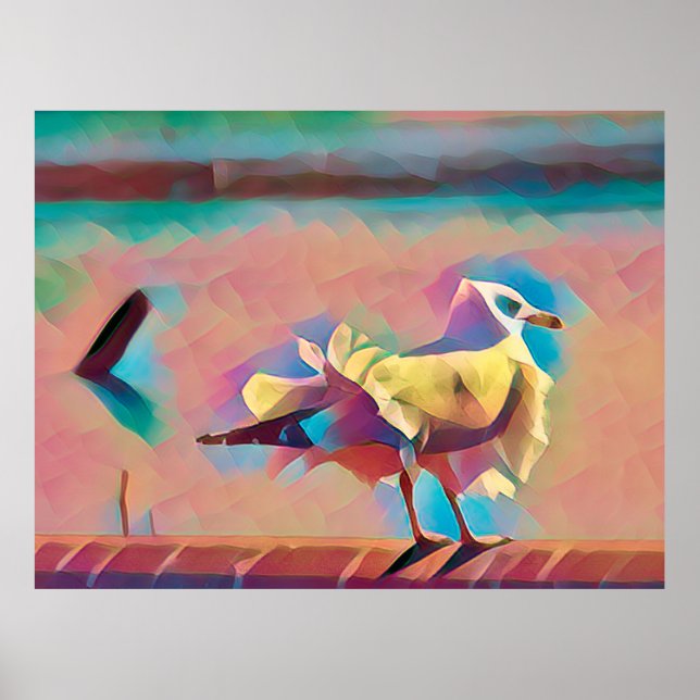 Sea Gull Art. Hälsning Poster (Framsidan)