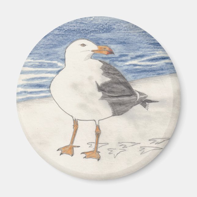 SEA GULL-magnet (runda) Magnet (Framsidan)