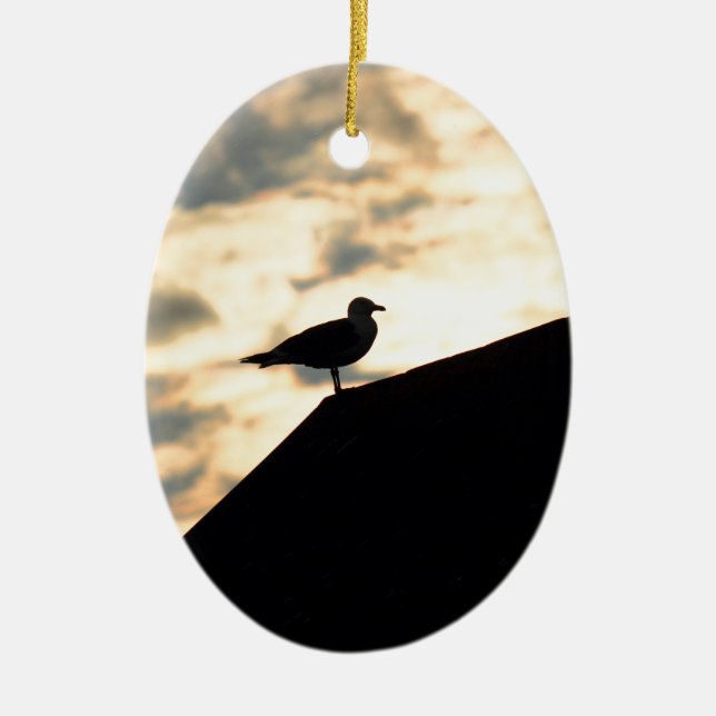 Sea Gull Sunset Julgransprydnad Keramik (Framsidan)