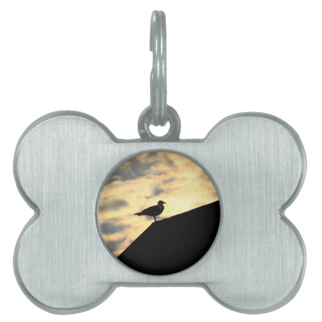Sea Gull Sunset Namnbricka Husdjur (Framsidan)