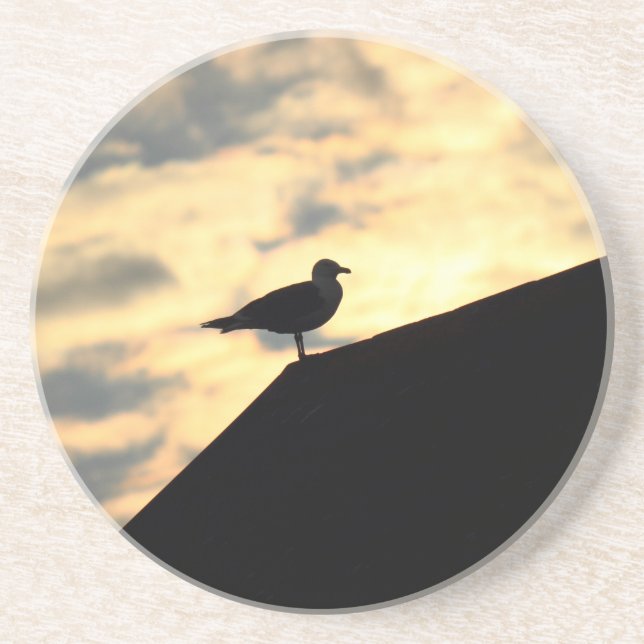 Sea Gull Sunset Underlägg Sandsten (Framsidan)