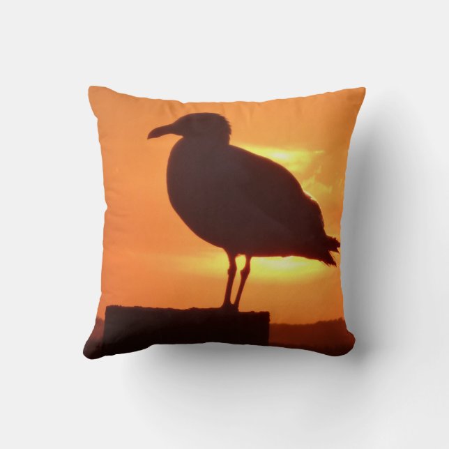 Sea Gull vid Sunset Kudde (Baksida)
