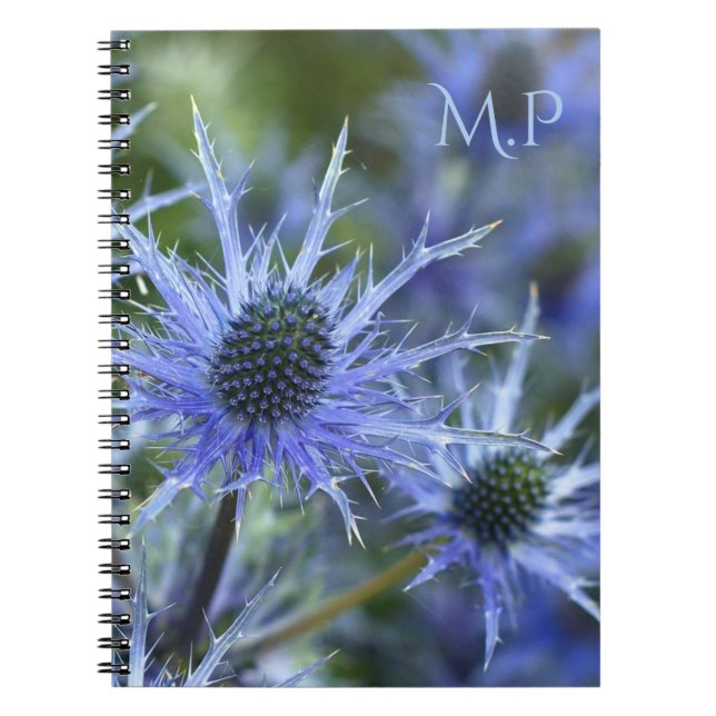Sea Holly Thistle Monogram Anteckningsbok (Framsidan)