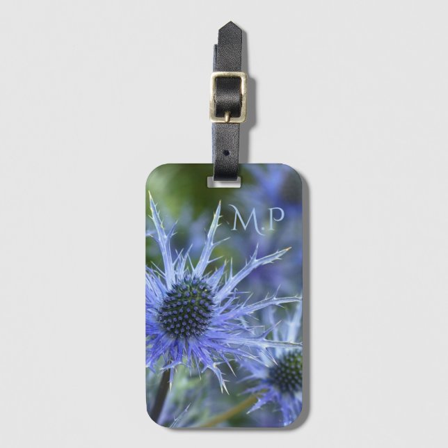 Sea Holly Thistle Monogram Bagagebricka (Framsida vertikal)